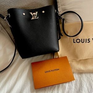 Louis Vuitton Nano Lockme Bucket Calf Leather Crossbody Bag Noir